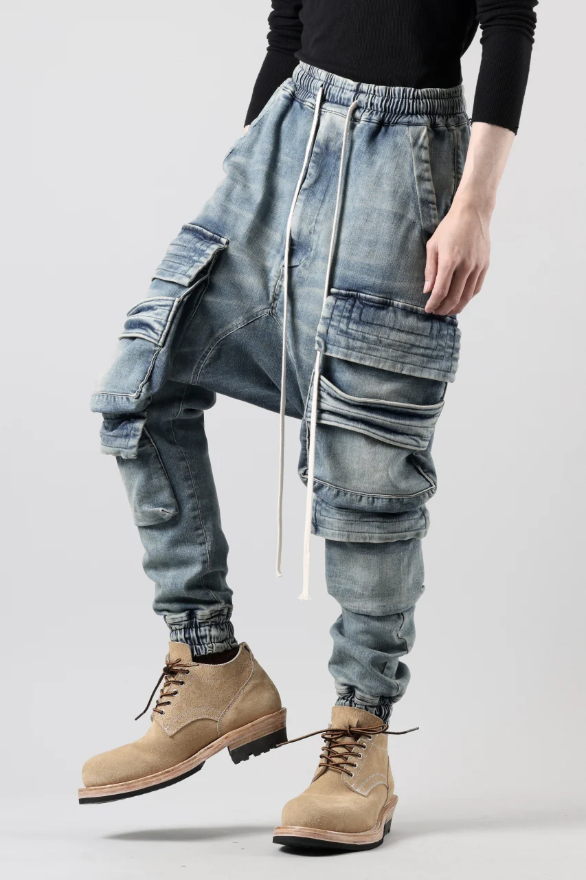A.F ARTEFACT EASY SARROUEL MILITARY POCKET PANTS / FADED AGEING DENIM (INDIGO) - Image 16