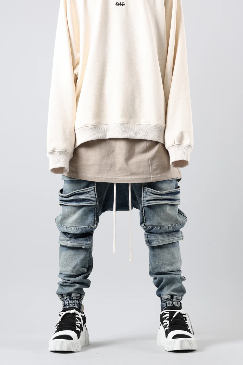 A.F ARTEFACT EASY SARROUEL MILITARY POCKET PANTS / FADED AGEING DENIM (INDIGO) - Image 17