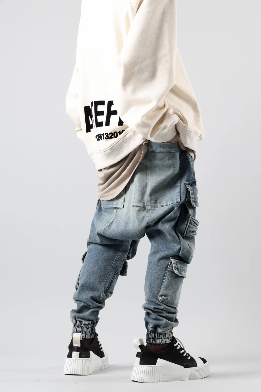 A.F ARTEFACT EASY SARROUEL MILITARY POCKET PANTS / FADED AGEING DENIM (INDIGO) - Image 19
