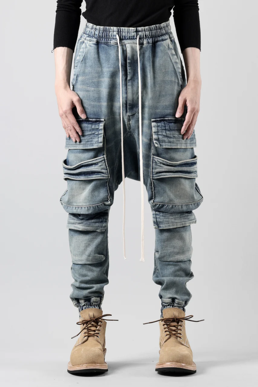 A.F ARTEFACT EASY SARROUEL MILITARY POCKET PANTS / FADED AGEING DENIM (INDIGO) - Image 2