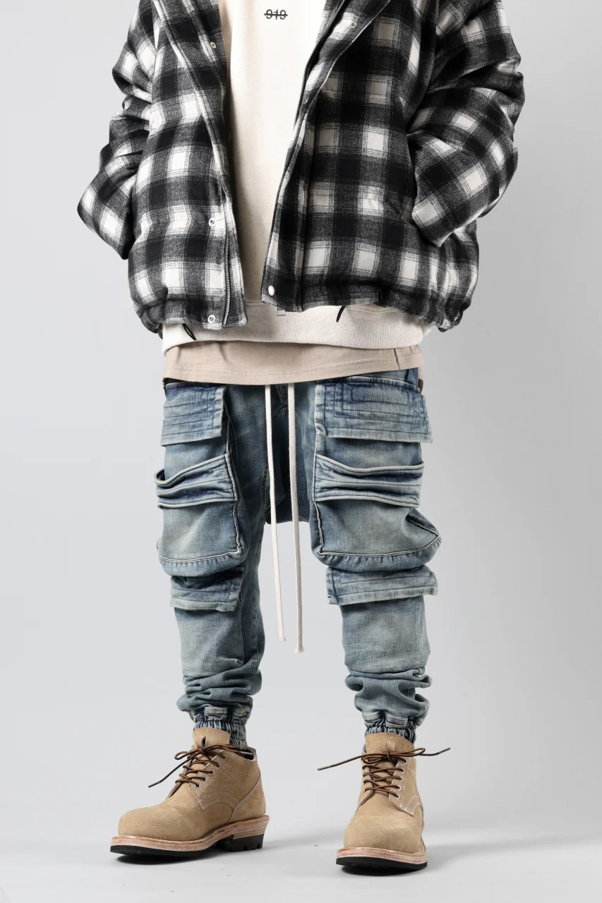 A.F ARTEFACT EASY SARROUEL MILITARY POCKET PANTS / FADED AGEING DENIM (INDIGO) - Image 23