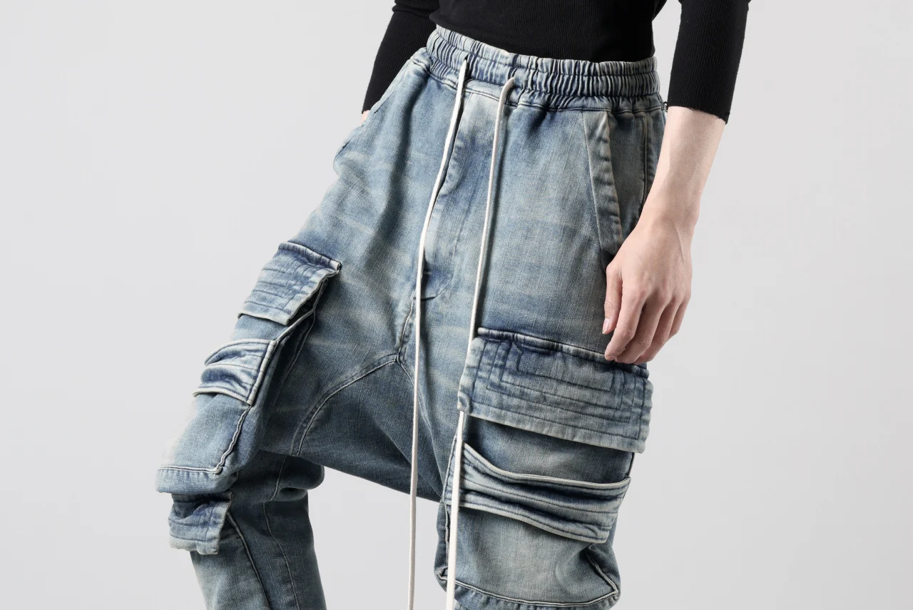 A.F ARTEFACT EASY SARROUEL MILITARY POCKET PANTS / FADED AGEING DENIM (INDIGO) - Image 27