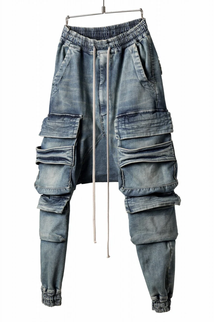 A.F ARTEFACT EASY SARROUEL MILITARY POCKET PANTS / FADED AGEING DENIM (INDIGO) - Image 4