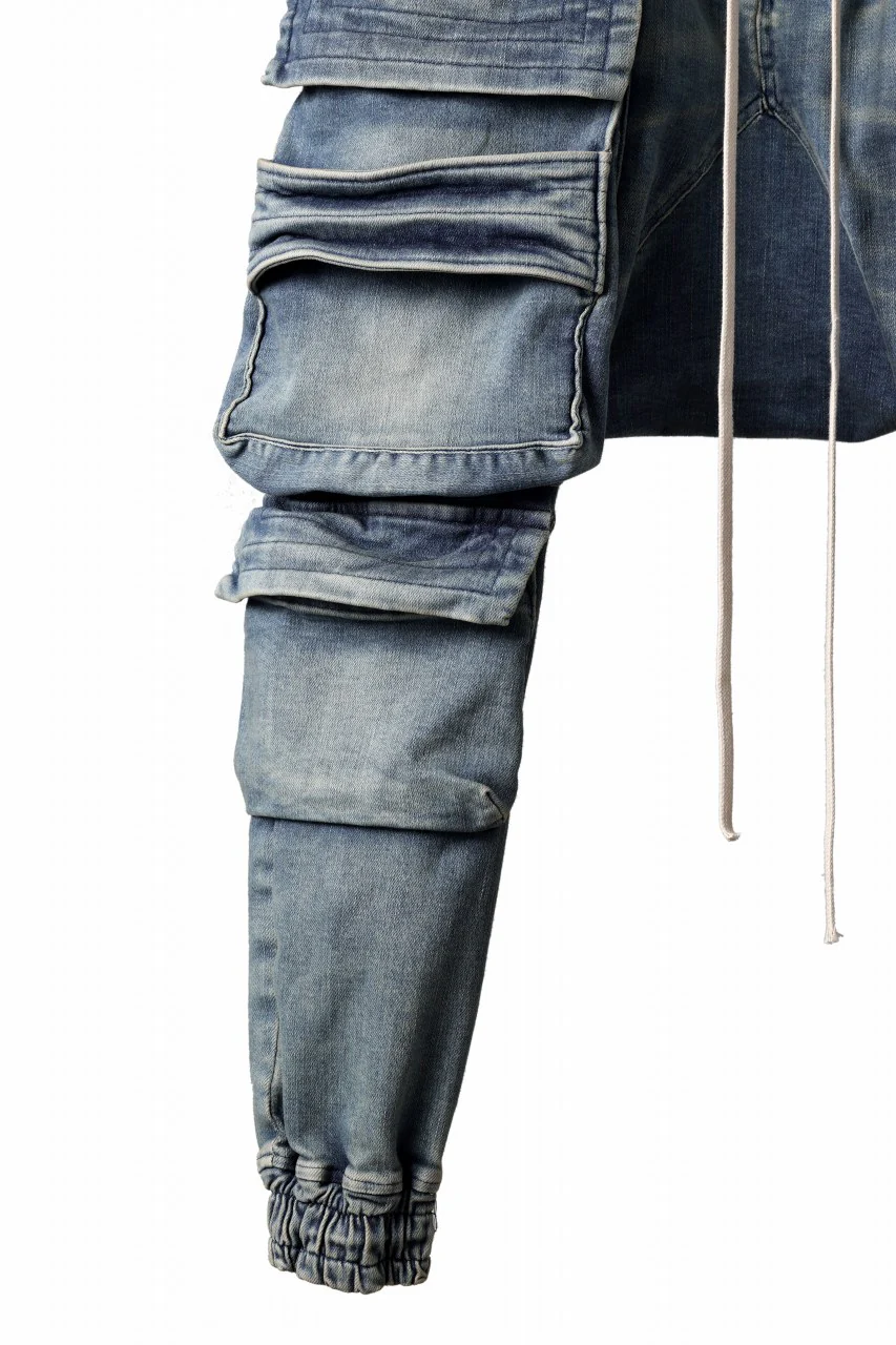 A.F ARTEFACT EASY SARROUEL MILITARY POCKET PANTS / FADED AGEING DENIM (INDIGO) - Image 8