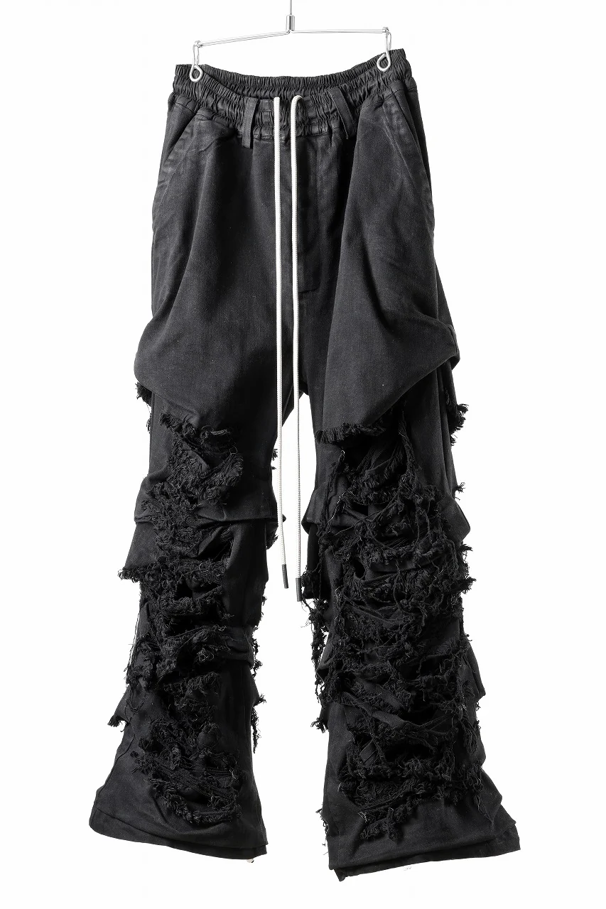 A.F ARTEFACT EXTREME WIDE BAGGY PANTS / DISTRESSED DENIM (BLACK) - Image 2