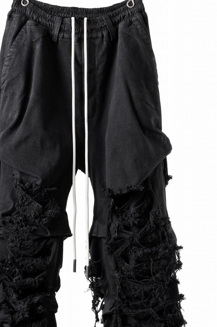 A.F ARTEFACT EXTREME WIDE BAGGY PANTS / DISTRESSED DENIM (BLACK) - Image 4