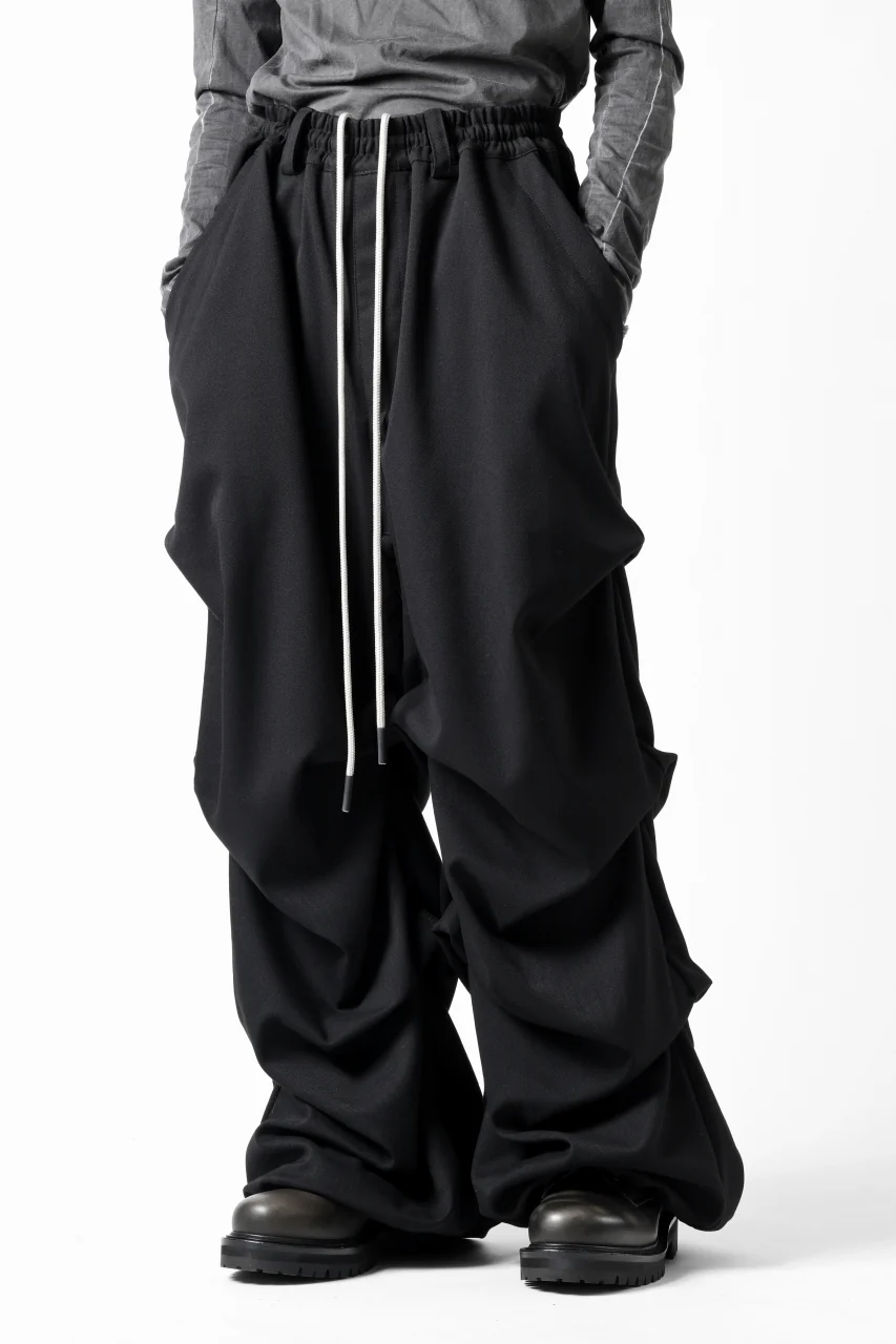 A.F ARTEFACT EXTREME WIDE BAGGY PANTS / SERGE TWILL (BLACK) - Image 2