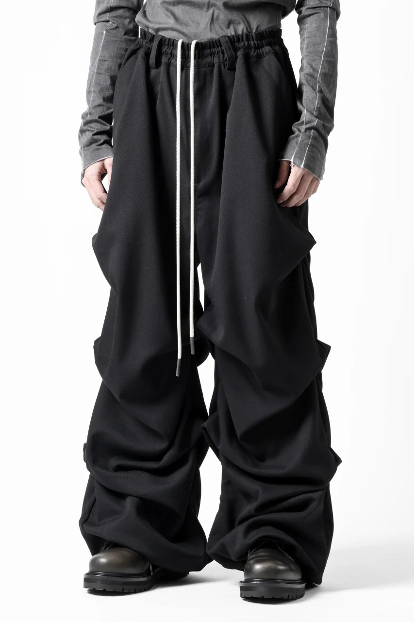 A.F ARTEFACT EXTREME WIDE BAGGY PANTS / SERGE TWILL (BLACK) - Image 3