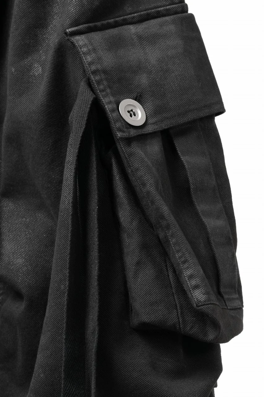 A.F ARTEFACT EXTREME WIDE CARGO PANTS / COATING TWILL (BLACK) - Image 10