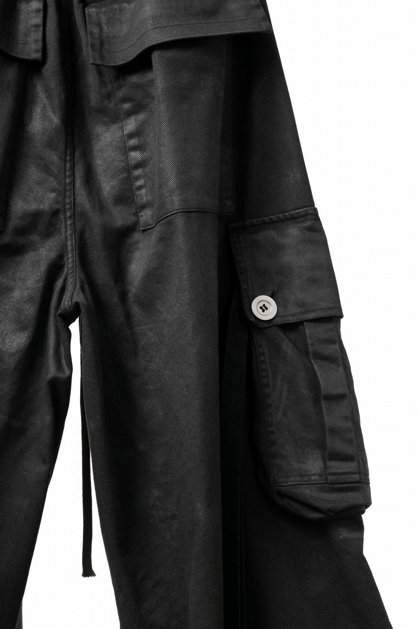 A.F ARTEFACT EXTREME WIDE CARGO PANTS / COATING TWILL (BLACK) - Image 12