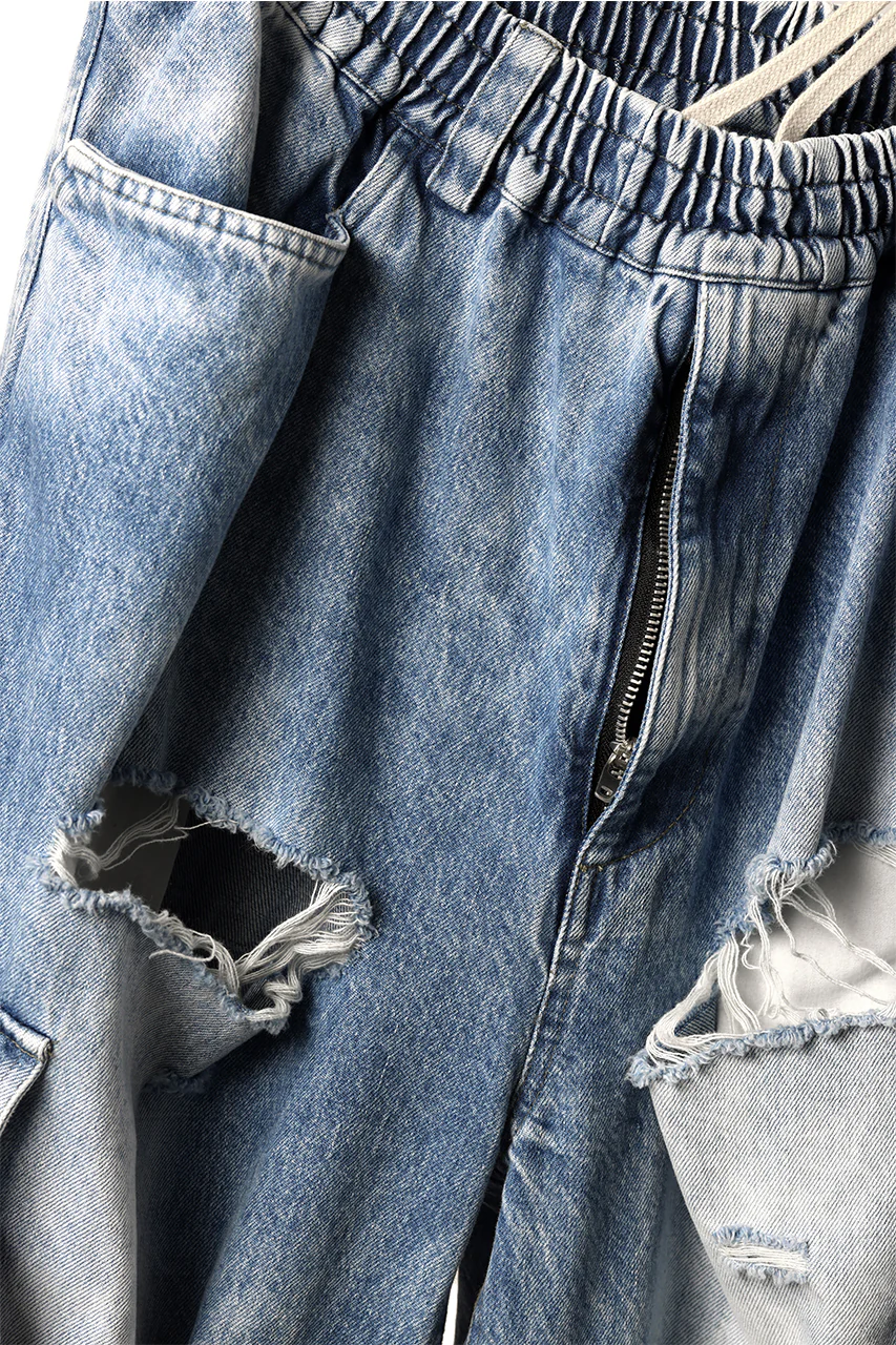 A.F ARTEFACT EXTREME WIDE CARGO PANTS / FADED AGING & DAMAGE DENIM (VINTAGE BLUE) - Image 8