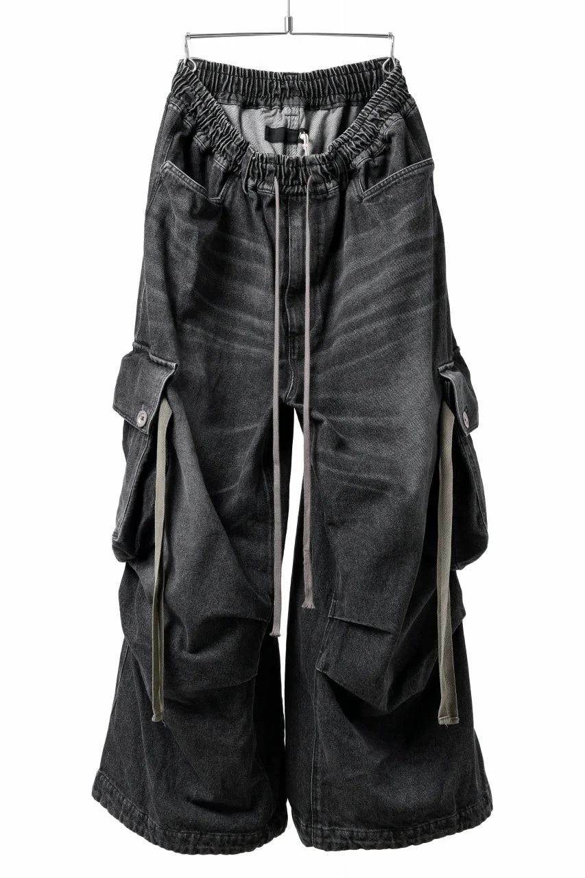 A.F ARTEFACT EXTREME WIDE CARGO PANTS / FADED AGING DENIM (VINTAGE BLACK)