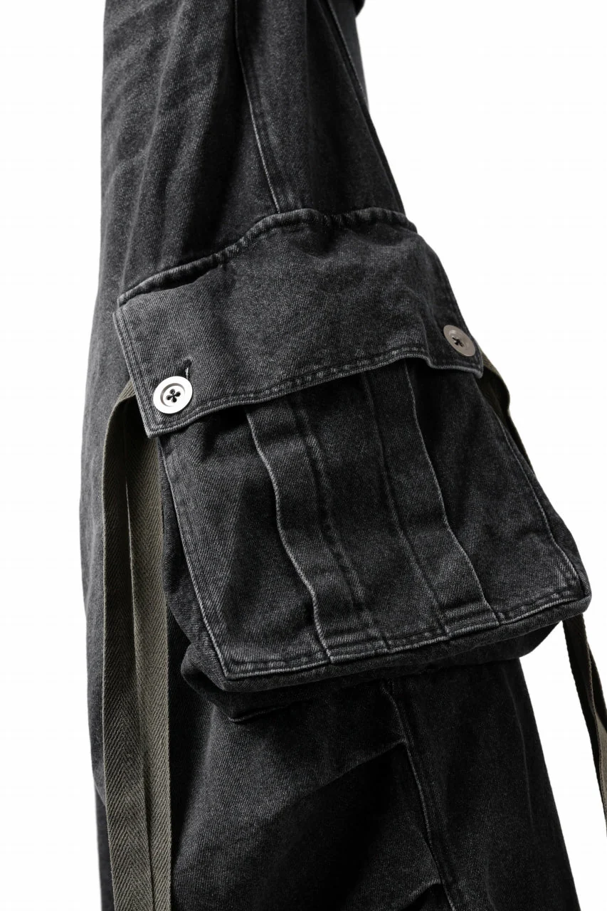 A.F ARTEFACT EXTREME WIDE CARGO PANTS / FADED AGING DENIM (VINTAGE BLACK) - Image 11