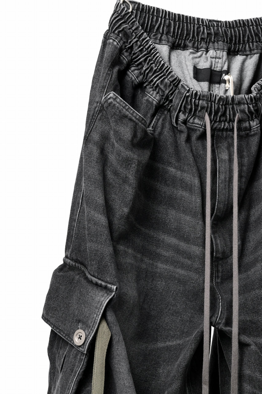 A.F ARTEFACT EXTREME WIDE CARGO PANTS / FADED AGING DENIM (VINTAGE BLACK) - Image 12
