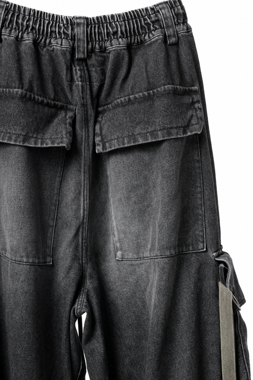 A.F ARTEFACT EXTREME WIDE CARGO PANTS / FADED AGING DENIM (VINTAGE BLACK) - Image 13