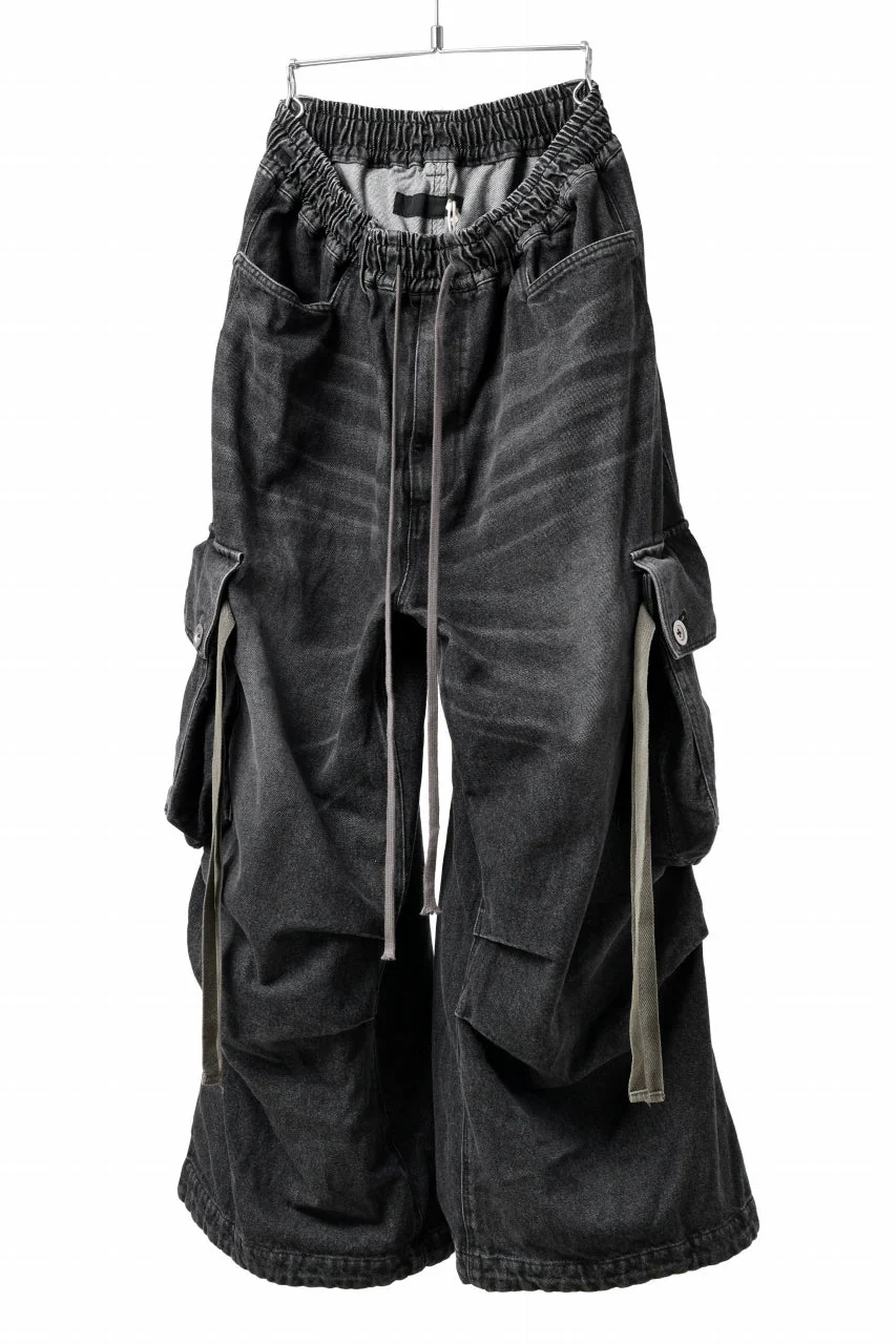 A.F ARTEFACT EXTREME WIDE CARGO PANTS / FADED AGING DENIM (VINTAGE BLACK) - Image 3