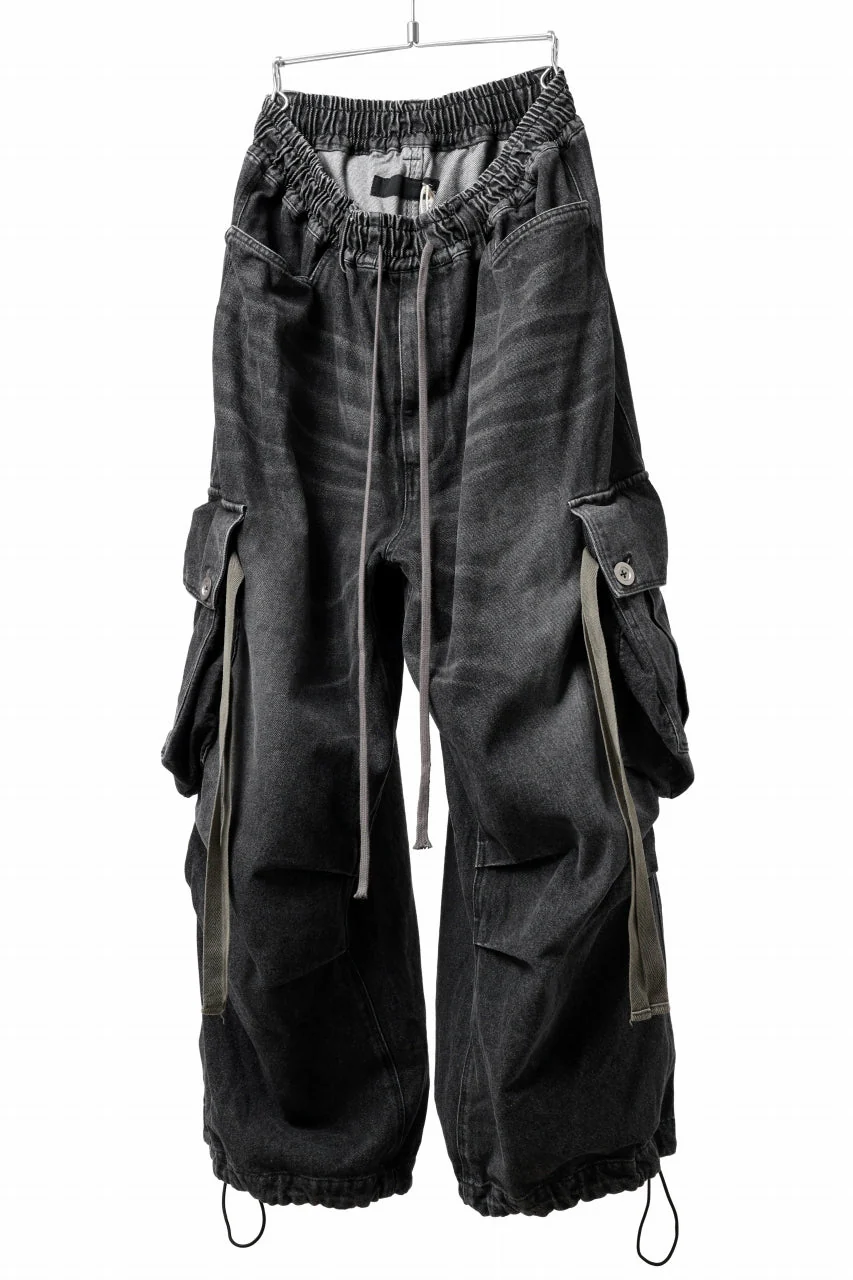 A.F ARTEFACT EXTREME WIDE CARGO PANTS / FADED AGING DENIM (VINTAGE BLACK) - Image 4