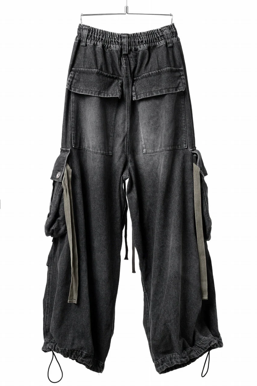 A.F ARTEFACT EXTREME WIDE CARGO PANTS / FADED AGING DENIM (VINTAGE BLACK) - Image 5