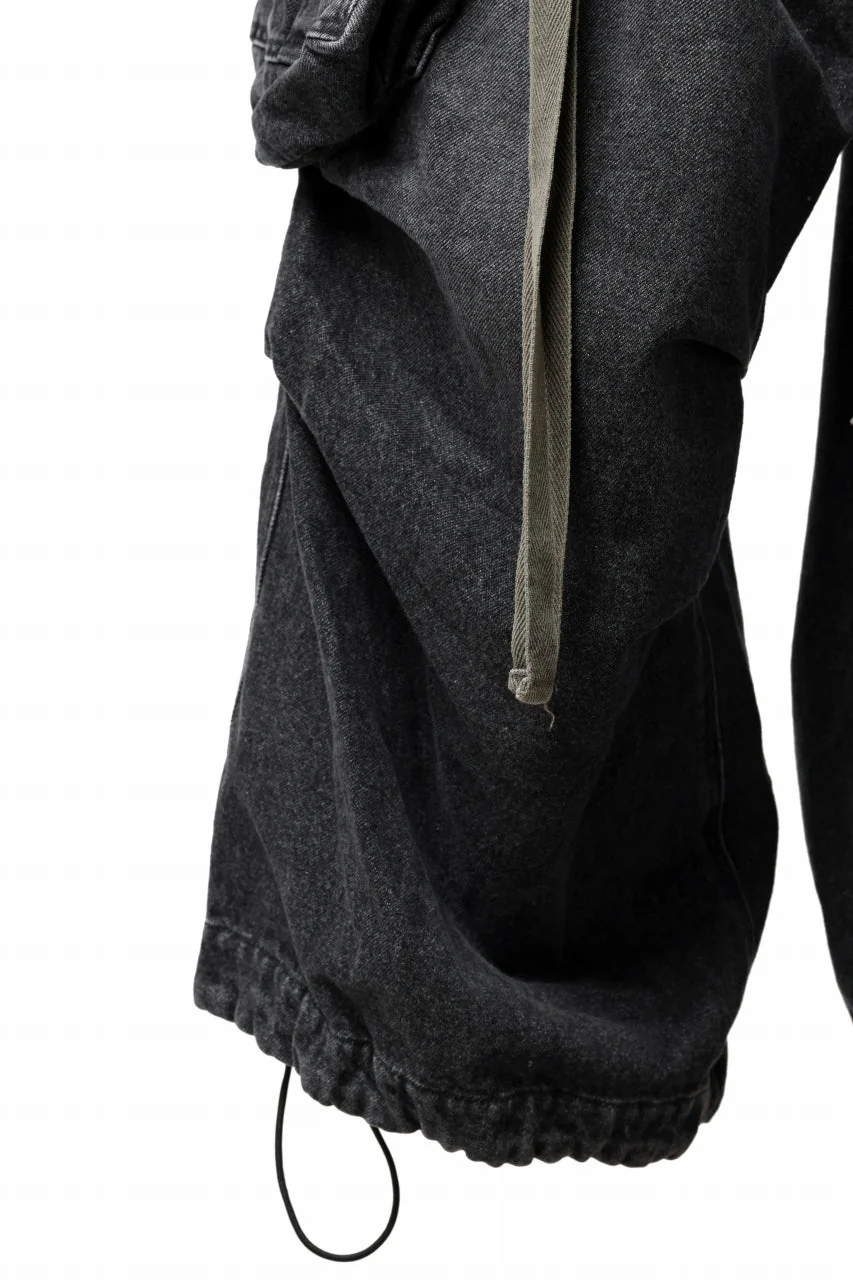 A.F ARTEFACT EXTREME WIDE CARGO PANTS / FADED AGING DENIM (VINTAGE BLACK) - Image 9