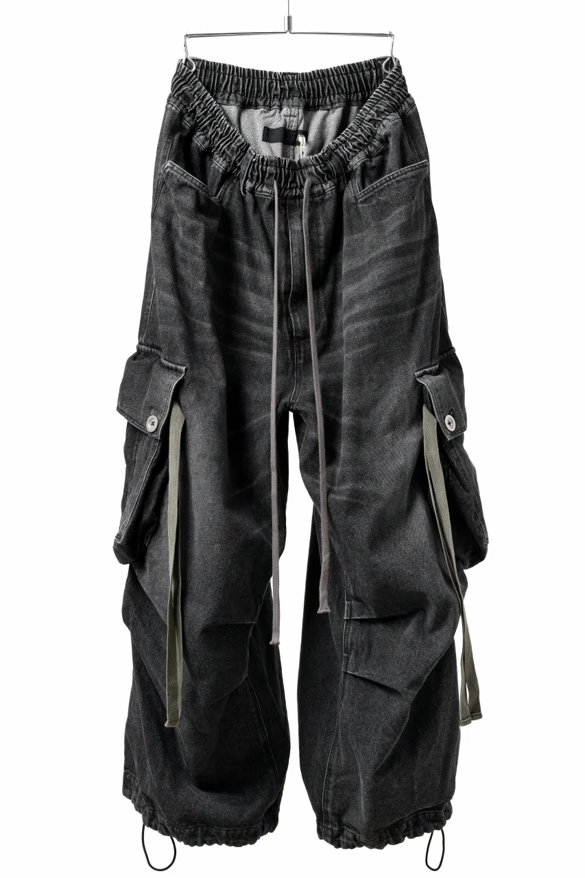 A.F ARTEFACT EXTREME WIDE CARGO PANTS / FADED DENIM (VINTAGE BLACK)