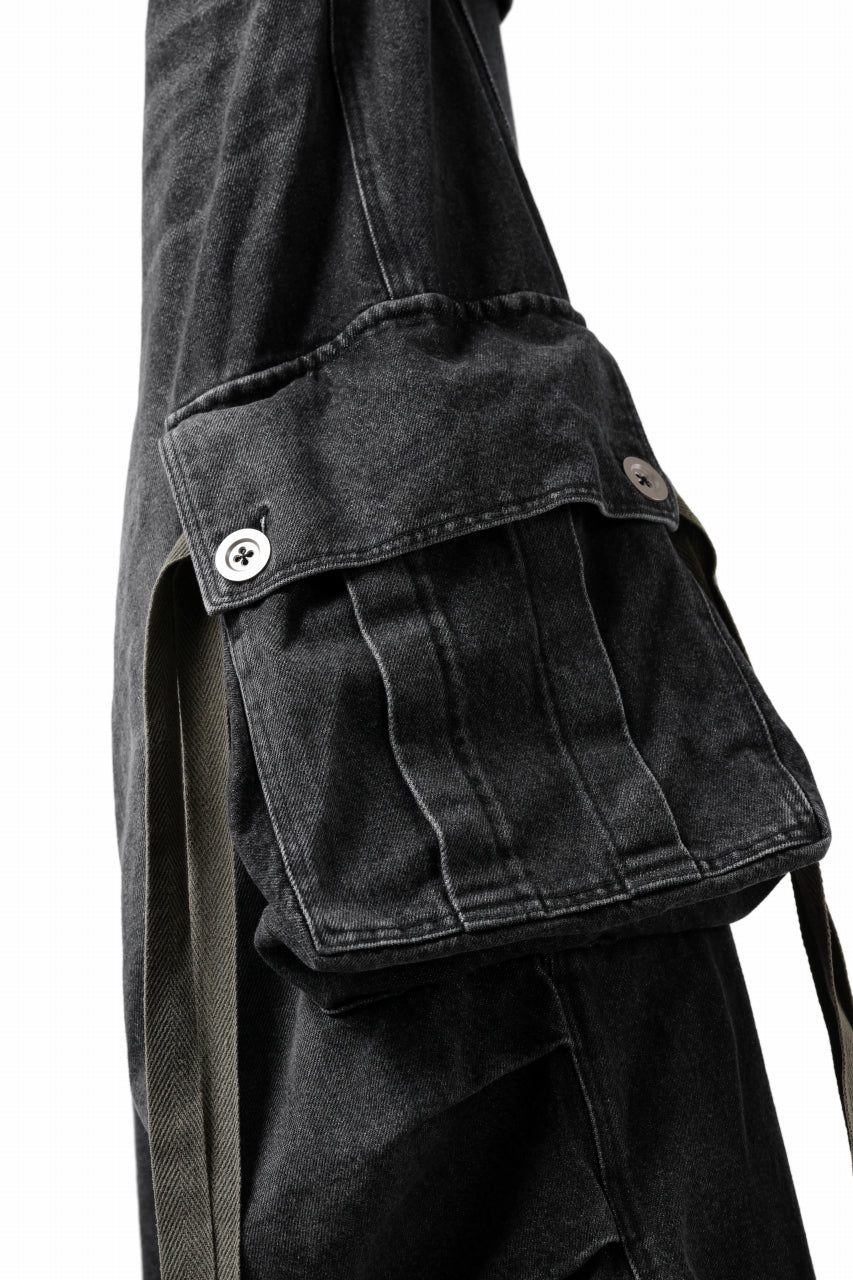 A.F ARTEFACT EXTREME WIDE CARGO PANTS / FADED DENIM (VINTAGE BLACK) - Image 11