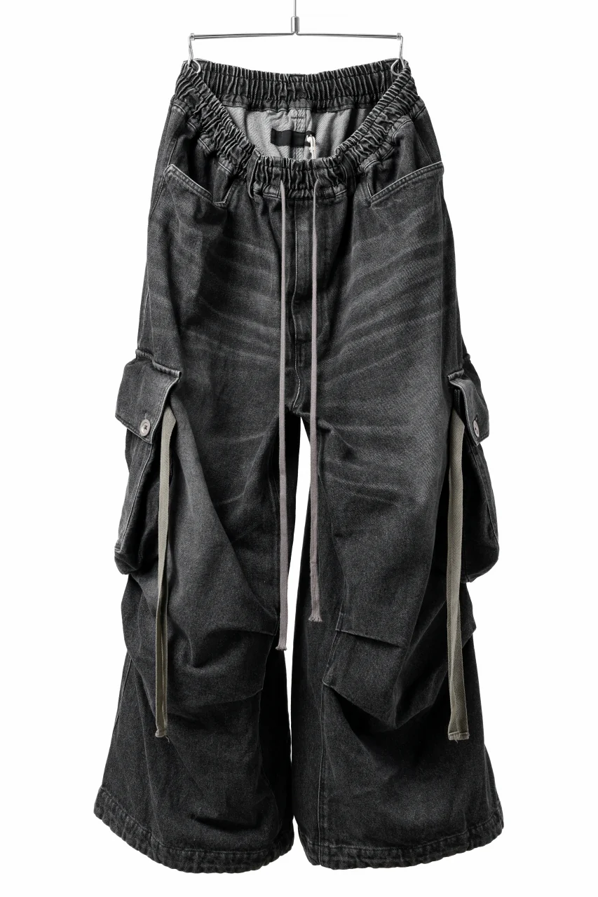 A.F ARTEFACT EXTREME WIDE CARGO PANTS / FADED DENIM (VINTAGE BLACK) - Image 2