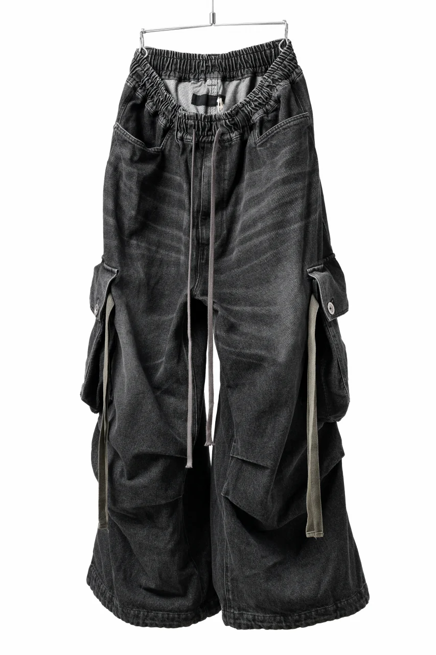 A.F ARTEFACT EXTREME WIDE CARGO PANTS / FADED DENIM (VINTAGE BLACK) - Image 3
