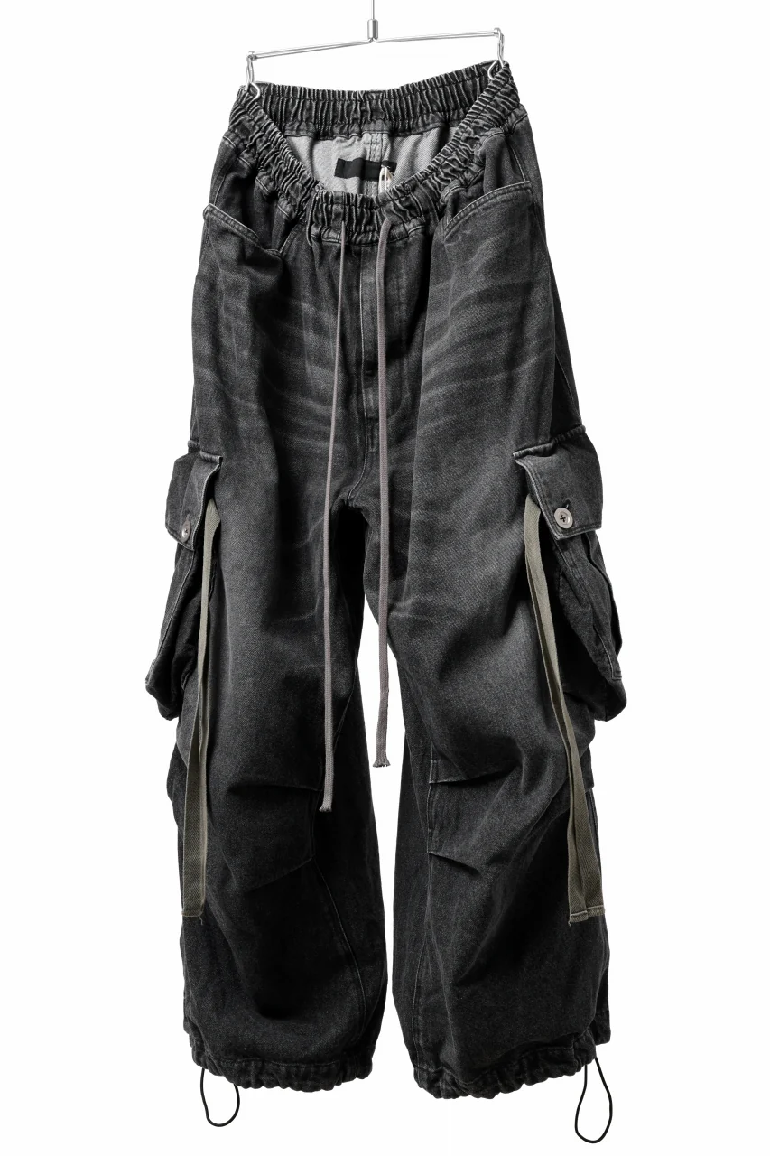 A.F ARTEFACT EXTREME WIDE CARGO PANTS / FADED DENIM (VINTAGE BLACK) - Image 4