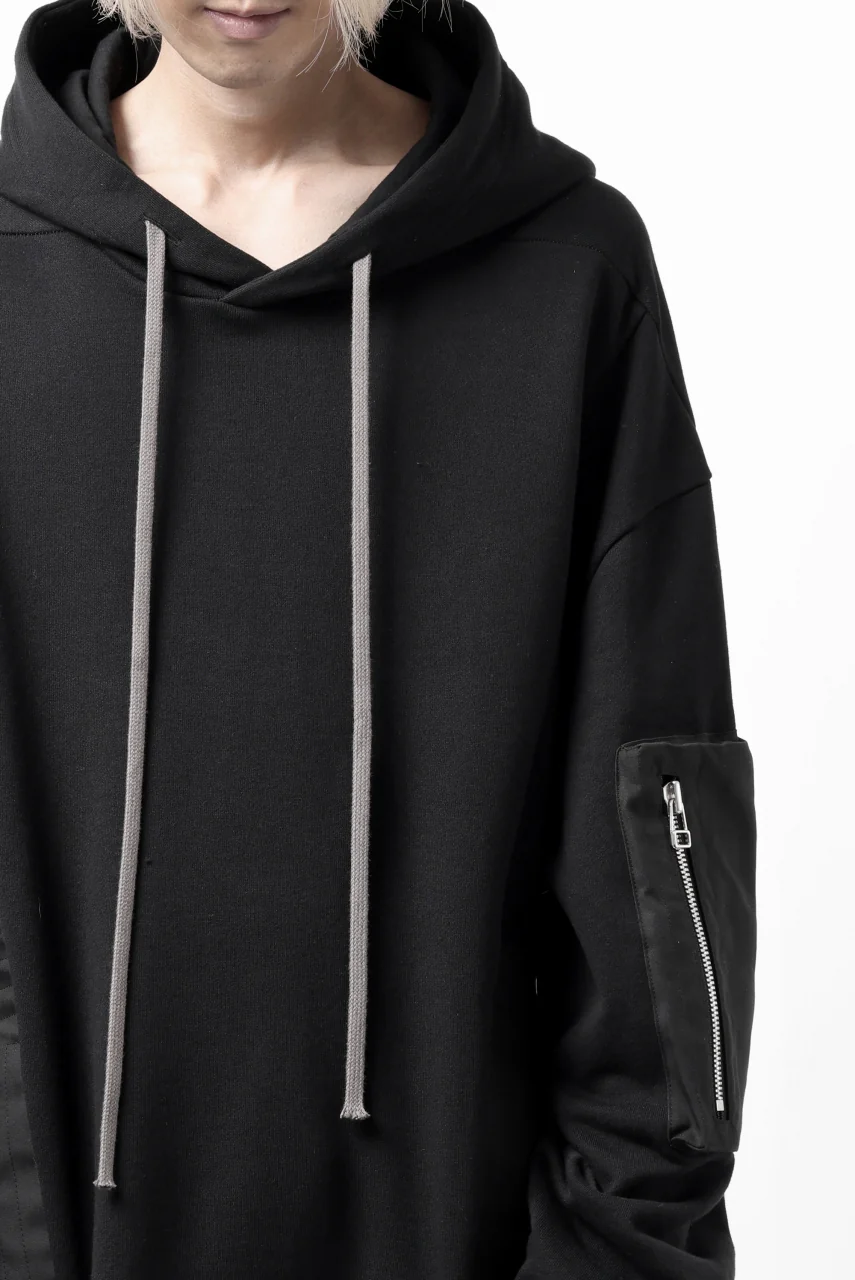 A.F ARTEFACT FLAP-DETAIL COMBINATION HOODIE / COTTON SWEAT (BLACK) - Image 11
