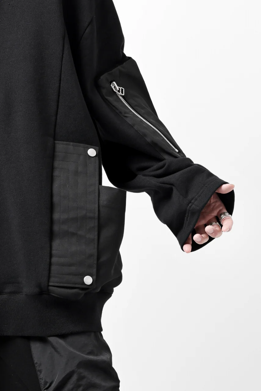 A.F ARTEFACT FLAP-DETAIL COMBINATION HOODIE / COTTON SWEAT (BLACK) - Image 14