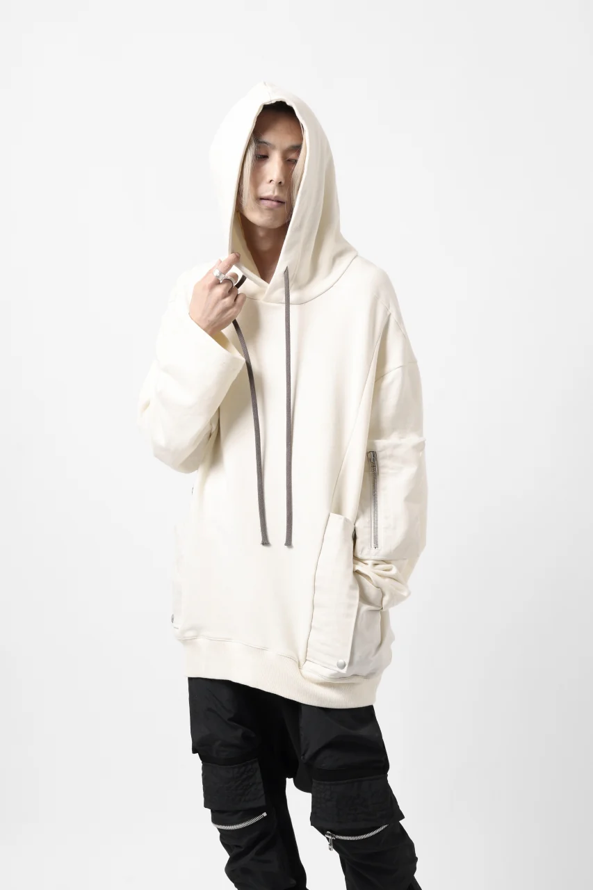 A.F ARTEFACT FLAP-DETAIL COMBINATION HOODIE / COTTON SWEAT (IVORY) - Image 10