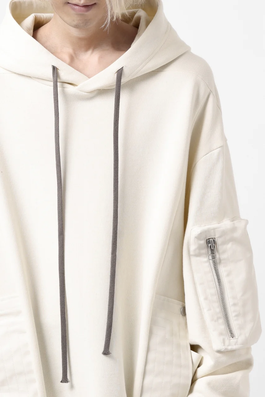 A.F ARTEFACT FLAP-DETAIL COMBINATION HOODIE / COTTON SWEAT (IVORY) - Image 11