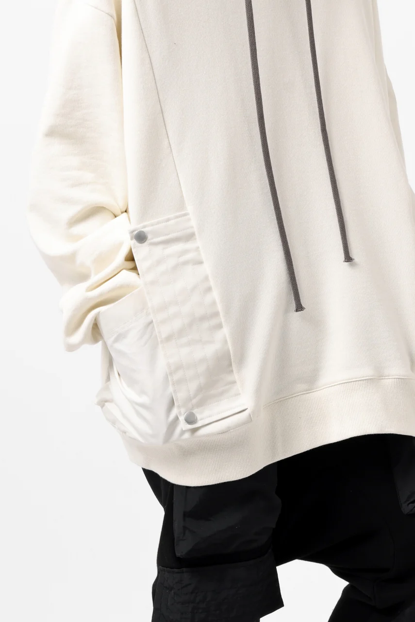 A.F ARTEFACT FLAP-DETAIL COMBINATION HOODIE / COTTON SWEAT (IVORY) - Image 12