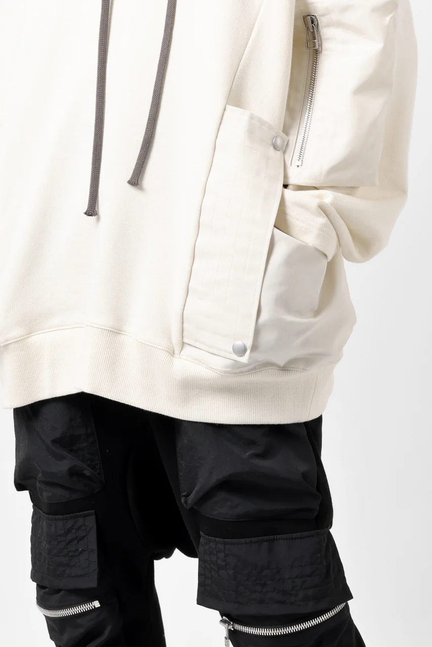 A.F ARTEFACT FLAP-DETAIL COMBINATION HOODIE / COTTON SWEAT (IVORY) - Image 13