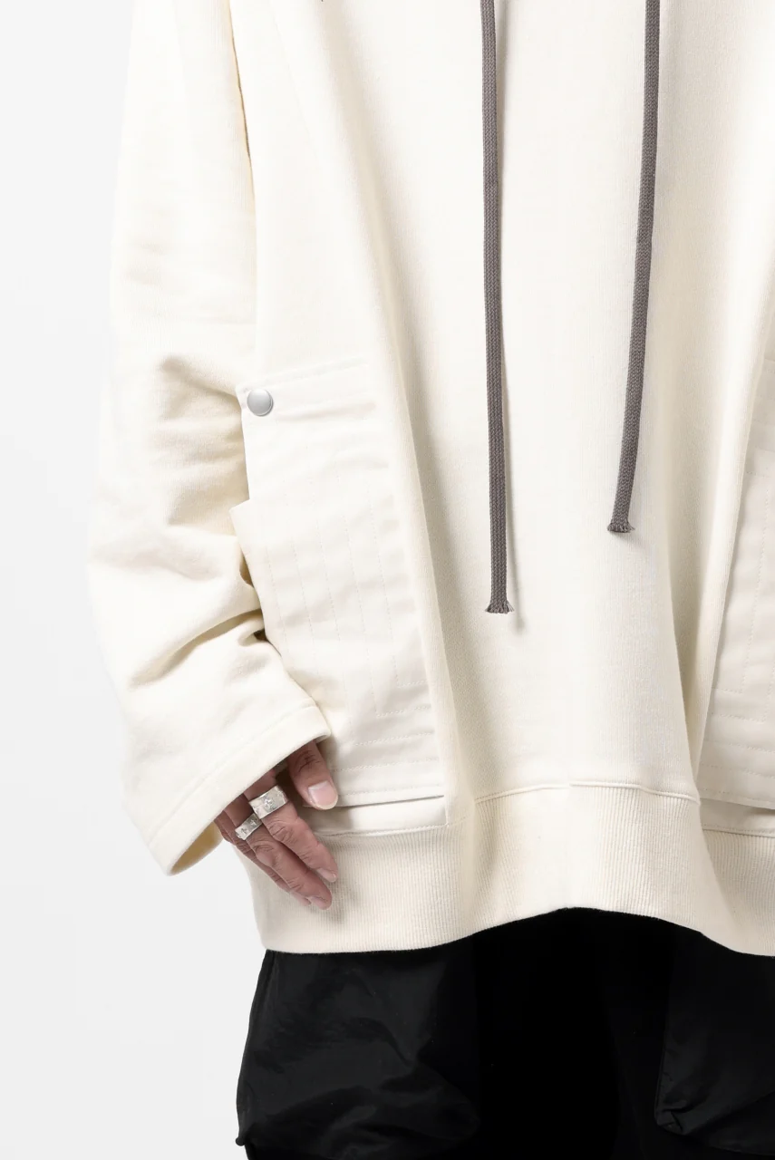 A.F ARTEFACT FLAP-DETAIL COMBINATION HOODIE / COTTON SWEAT (IVORY) - Image 14