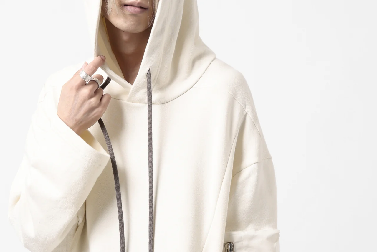 A.F ARTEFACT FLAP-DETAIL COMBINATION HOODIE / COTTON SWEAT (IVORY) - Image 18