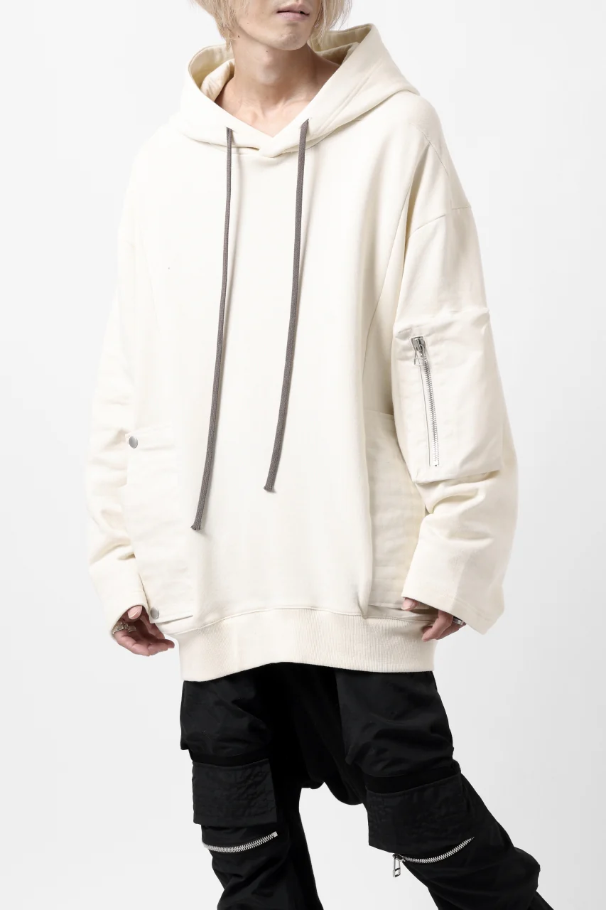 A.F ARTEFACT FLAP-DETAIL COMBINATION HOODIE / COTTON SWEAT (IVORY) - Image 6