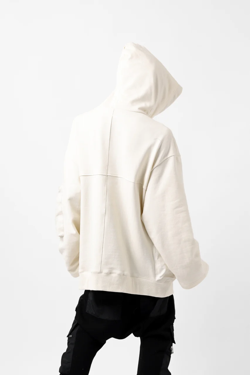 A.F ARTEFACT FLAP-DETAIL COMBINATION HOODIE / COTTON SWEAT (IVORY) - Image 9