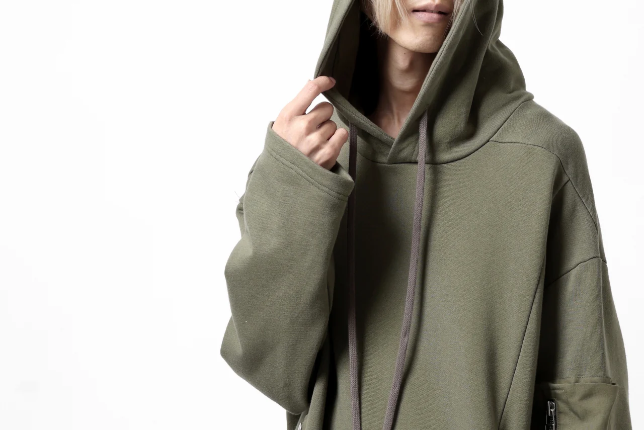A.F ARTEFACT FLAP-DETAIL COMBINATION HOODIE / COTTON SWEAT (KHAKI) - Image 22
