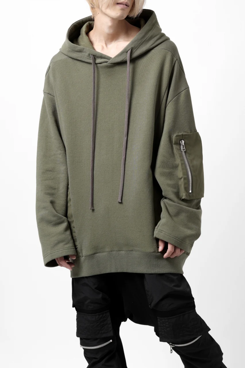 A.F ARTEFACT FLAP-DETAIL COMBINATION HOODIE / COTTON SWEAT (KHAKI) - Image 6