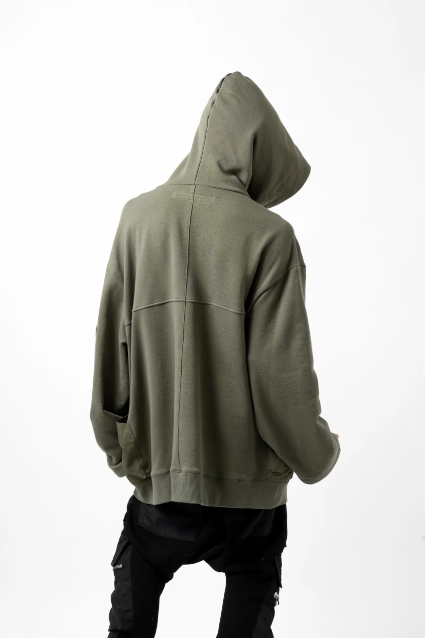 A.F ARTEFACT FLAP-DETAIL COMBINATION HOODIE / COTTON SWEAT (KHAKI) - Image 9