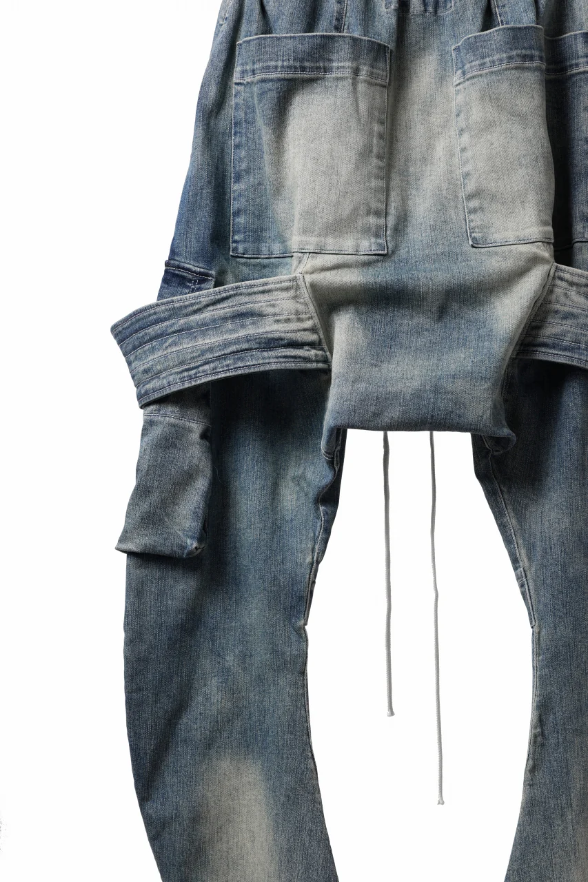 A.F ARTEFACT FLAP-DETAIL SLIM CARGO PANTS / FADED AGEING DENIM (INDIGO) - Image 11