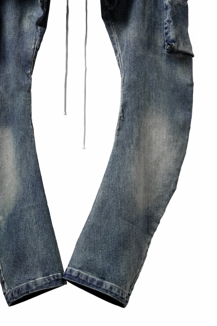 A.F ARTEFACT FLAP-DETAIL SLIM CARGO PANTS / FADED AGEING DENIM (INDIGO) - Image 12