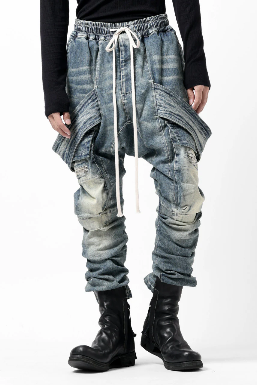 A.F ARTEFACT FLAP-DETAIL SLIM CARGO PANTS / FADED AGEING DENIM (INDIGO) - Image 15