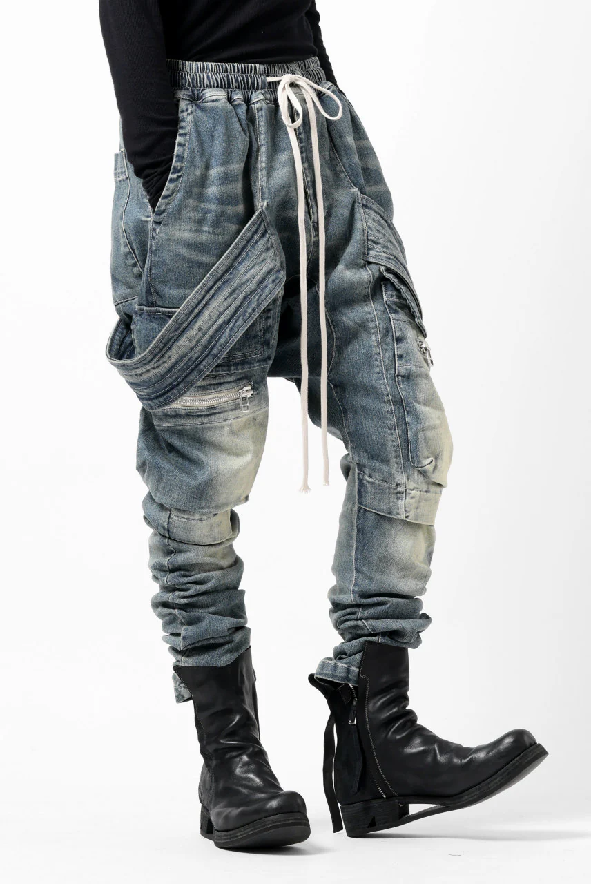 A.F ARTEFACT FLAP-DETAIL SLIM CARGO PANTS / FADED AGEING DENIM (INDIGO) - Image 17