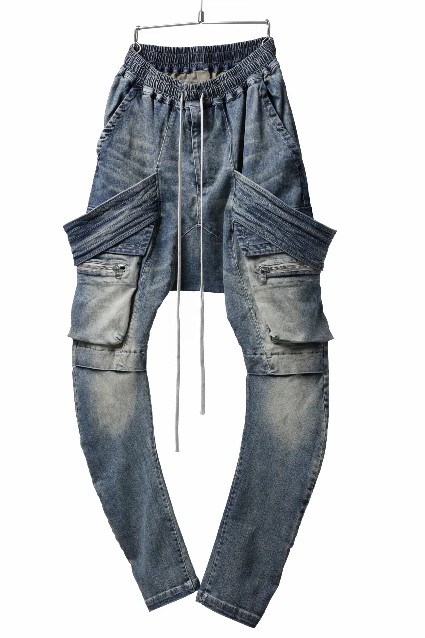 A.F ARTEFACT FLAP-DETAIL SLIM CARGO PANTS / FADED AGEING DENIM (INDIGO) - Image 2