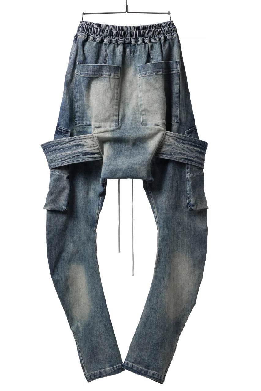 A.F ARTEFACT FLAP-DETAIL SLIM CARGO PANTS / FADED AGEING DENIM (INDIGO) - Image 3