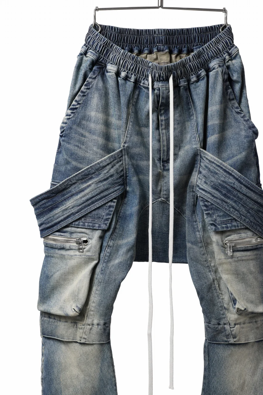 A.F ARTEFACT FLAP-DETAIL SLIM CARGO PANTS / FADED AGEING DENIM (INDIGO) - Image 4