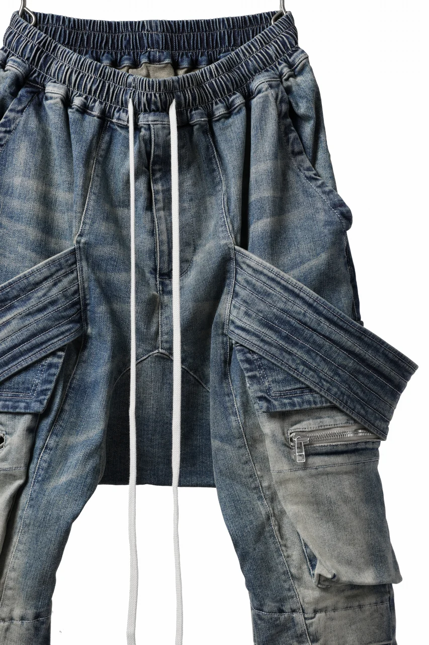 A.F ARTEFACT FLAP-DETAIL SLIM CARGO PANTS / FADED AGEING DENIM (INDIGO) - Image 5