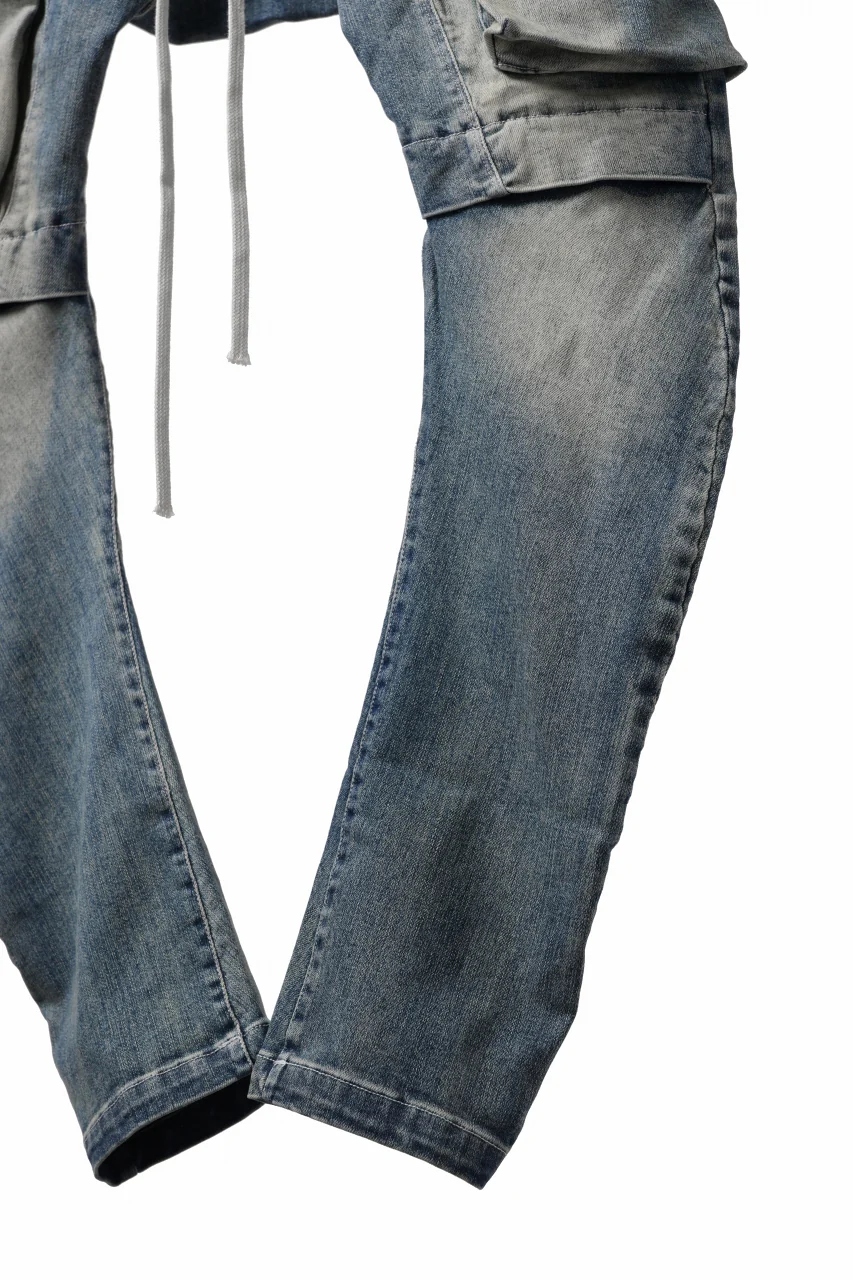 A.F ARTEFACT FLAP-DETAIL SLIM CARGO PANTS / FADED AGEING DENIM (INDIGO) - Image 9